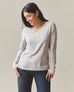 Women's Premium Slub Long Sleeve V-Neck Tee - Ashes of Roses